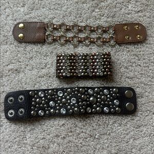 Bundle of 3 Studded Bracelets Set - no missing diamonds